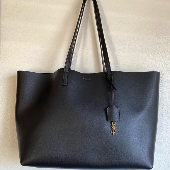 EUC YSL Saint Laurent East West Supple Leather Shopping Tote Black - Picture 3 of 14